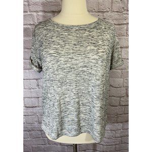 Woman Within Plus Size M (14/16) Soft Boat Neck T Shirt Rolled Cuff Sleeve 8625